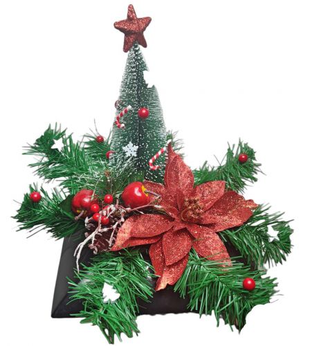 Kompozycja świąteczna, stroik, piękna ozdoba na święta, Boże Narodzenie kwadrat czerwony