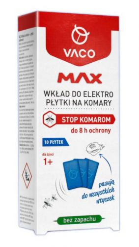 VACO MAX płytki uzupełniacz do Elektro na komary 10szt od 1 roku życia
