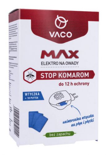 VACO MAX Elektro na owady komary wtyczka uniwersalna +10 płytek